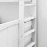 TALL 1 WP : Classic Bunk Beds High Bunk w/ Straight Ladder on End (Low/High), Panel, White