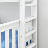 TALL 1 WS : Classic Bunk Beds High Bunk w/ Straight Ladder on End (Low/High), Slat, White