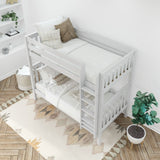 TALL WS : Classic Bunk Beds Twin High Bunk Bed with Straight Ladder on Front, Slat, White