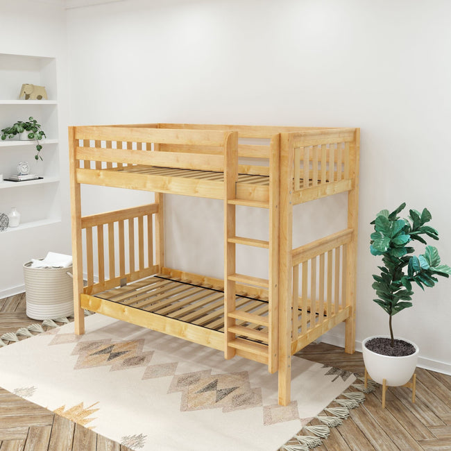 TALL XL NS : Classic Bunk Beds Twin XL High Bunk Bed with Straight Ladder on Front, Slat, Natural