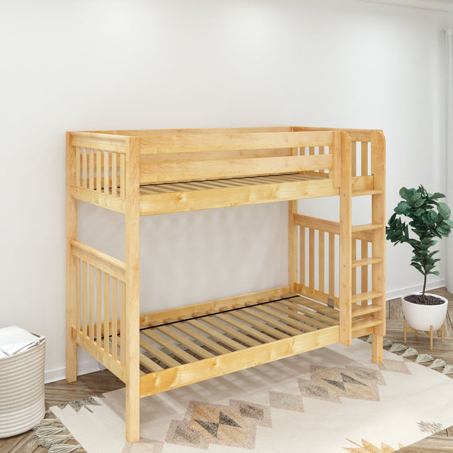 TALL XL NS : Classic Bunk Beds Twin XL High Bunk Bed with Straight Ladder on Front, Slat, Natural