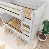 TALL XL WP : Classic Bunk Beds Twin XL High Bunk Bed with Straight Ladder on Front, Panel, White