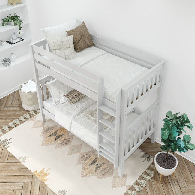 TALL XL WS : Classic Bunk Beds Twin XL High Bunk Bed with Straight Ladder on Front, Slat, White