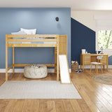 TRACT NS : Play Loft Beds Full High Loft Bed with Slide Platform, Slat, Natural