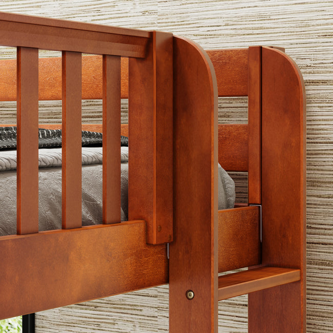 TRIFID 1 CS : Multiple Bunk Beds Twin Medium Corner Loft Bunk with Straight Ladders on Ends, Slat, Chestnut