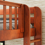 TRILATERAL 1 CS : Corner Loft Beds Twin over Full + Twin High Corner Loft Bunk with Staight Ladders on Ends, Slat, Chestnut