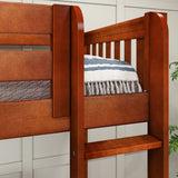 TRIO CS : Multiple Bunk Beds Twin High Corner Loft Bunk Bed, Slat, Chestnut