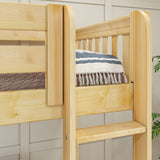 TRIO NS : Multiple Bunk Beds Twin High Corner Loft Bunk Bed, Slat, Natural