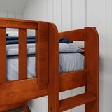 TRIO XL 1 CS : Multiple Bunk Beds Twin XL High Corner Loft Bunk Bed with Ladders on Ends, Slat, Chestnut