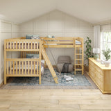 TRIPLET NS : Multiple Bunk Beds Full High Corner Loft Bunk Bed, Slat, Natural