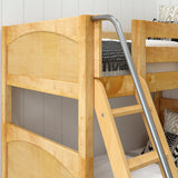 TROIKA NP : Multiple Bunk Beds Twin High Corner Loft Bunk Bed with Ladder + Stairs - R, Panel, Natural