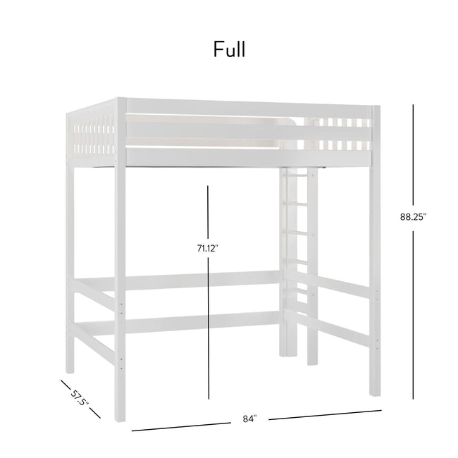 Uber Bulky WS : Standard Loft Beds Full Uber High Loft Bed with Straight Ladder on End, Panel, White