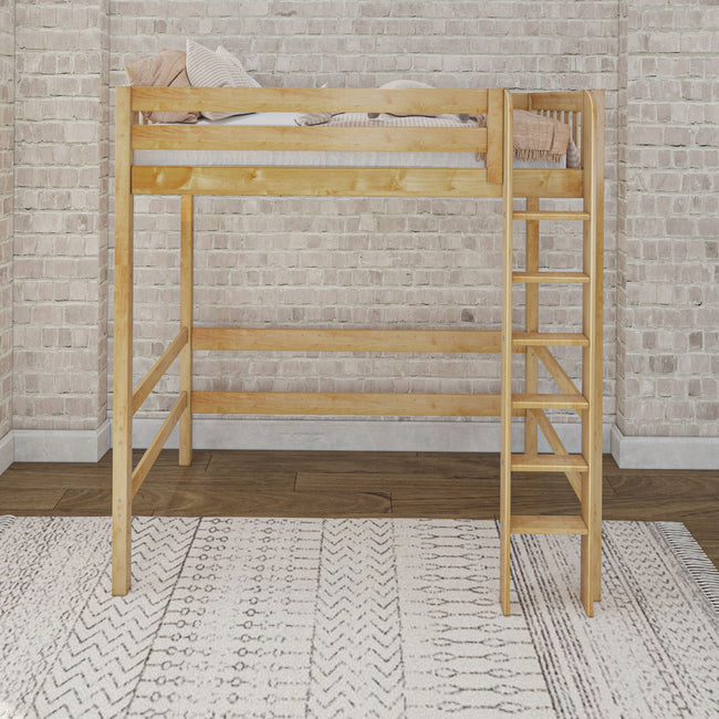 Uber JibJab NS : Standard Loft Beds Twin Uber High Loft Bed with Straight Ladder on Front, Slat, Natural
