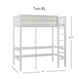 Uber JibJab XL WS : Standard Loft Beds Twin XL Uber High Loft Bed with Straight Ladder on Front, Slat, White