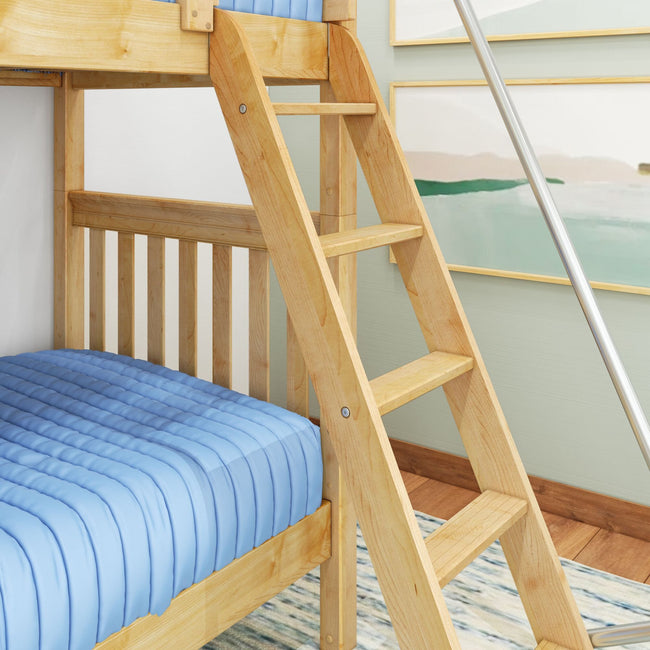 VENTI NS : Classic Bunk Beds Twin High Bunk Bed with Angled Ladder on Front, Slat, Natural