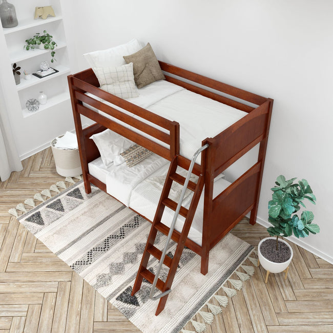 VENTI XL CP : Classic Bunk Beds Twin XL High Bunk Bed with Angled Ladder on Front, Panel, Chestnut