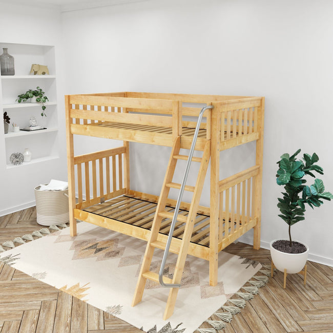 VENTI XL NS : Classic Bunk Beds Twin XL High Bunk Bed with Angled Ladder on Front, Slat, Natural
