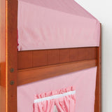 WOW23 CP : Play Loft Beds Low Loft Slide Bed with Curtains, Top Tent & Tower, Twin, Panel, Chestnut