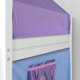 WOW27 WP : Play Loft Beds Low Loft Slide Bed with Curtains, Top Tent & Tower, Twin, Panel, White