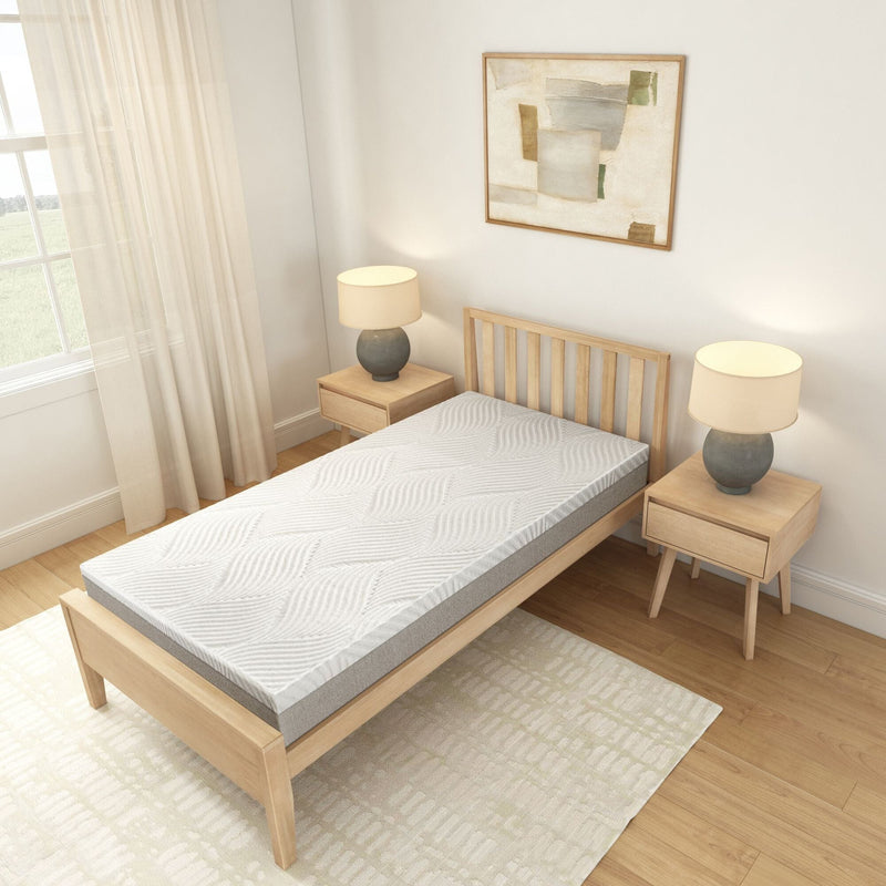 Minimalist bedroom with a wooden bed frame, modern nightstands, and stylish table lamps.