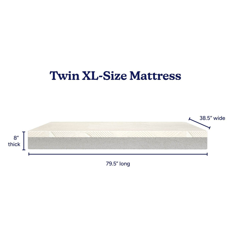 Dimensions of Twin XL-Size Mattress: 79.5 inches long, 38.5 inches wide, 8 inches thick, for optimal comfort.