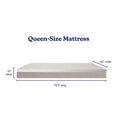 Queen-size mattress dimensions: 60 inches wide, 79.5 inches long, 10 inches thick.