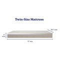 Twin-size mattress dimensions: 38.5 inches wide, 75 inches long, 8 inches thick.