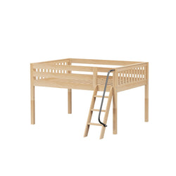 Wooden loft bed with ladder for kids or teens.