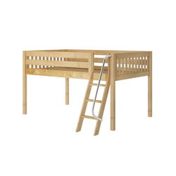 Wooden loft bed with ladder, ideal for maximizing bedroom space and providing a stylish sleeping solution.