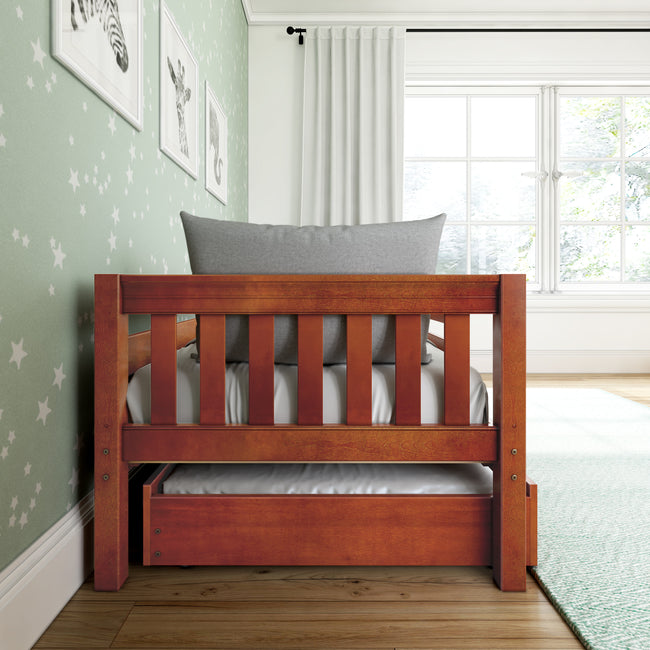YEAH TR CS : Kids Beds Twin Toddler Bed with Trundle, Slat, Chestnut