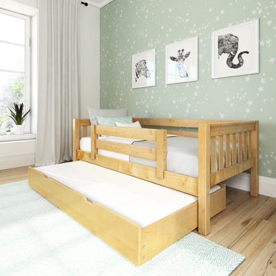YEAH TR NS : Kids Beds Twin Toddler Bed with Trundle, Slat, Natural