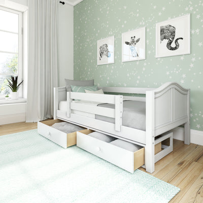 YEAH UU WC : Kids Beds Twin Toddler Bed with Underbed Dresser, Curve, White