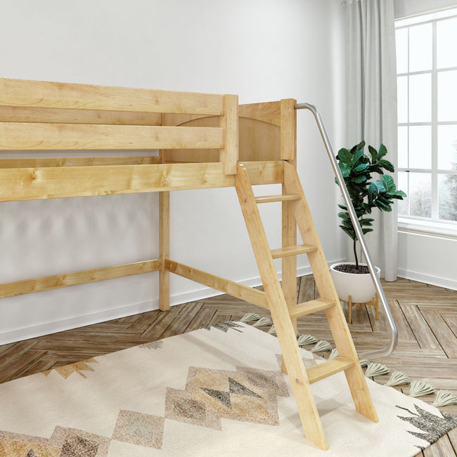 KONG NP : Standard Loft Beds Full Mid Loft Bed with Angled Ladder on Front, Panel, Natural