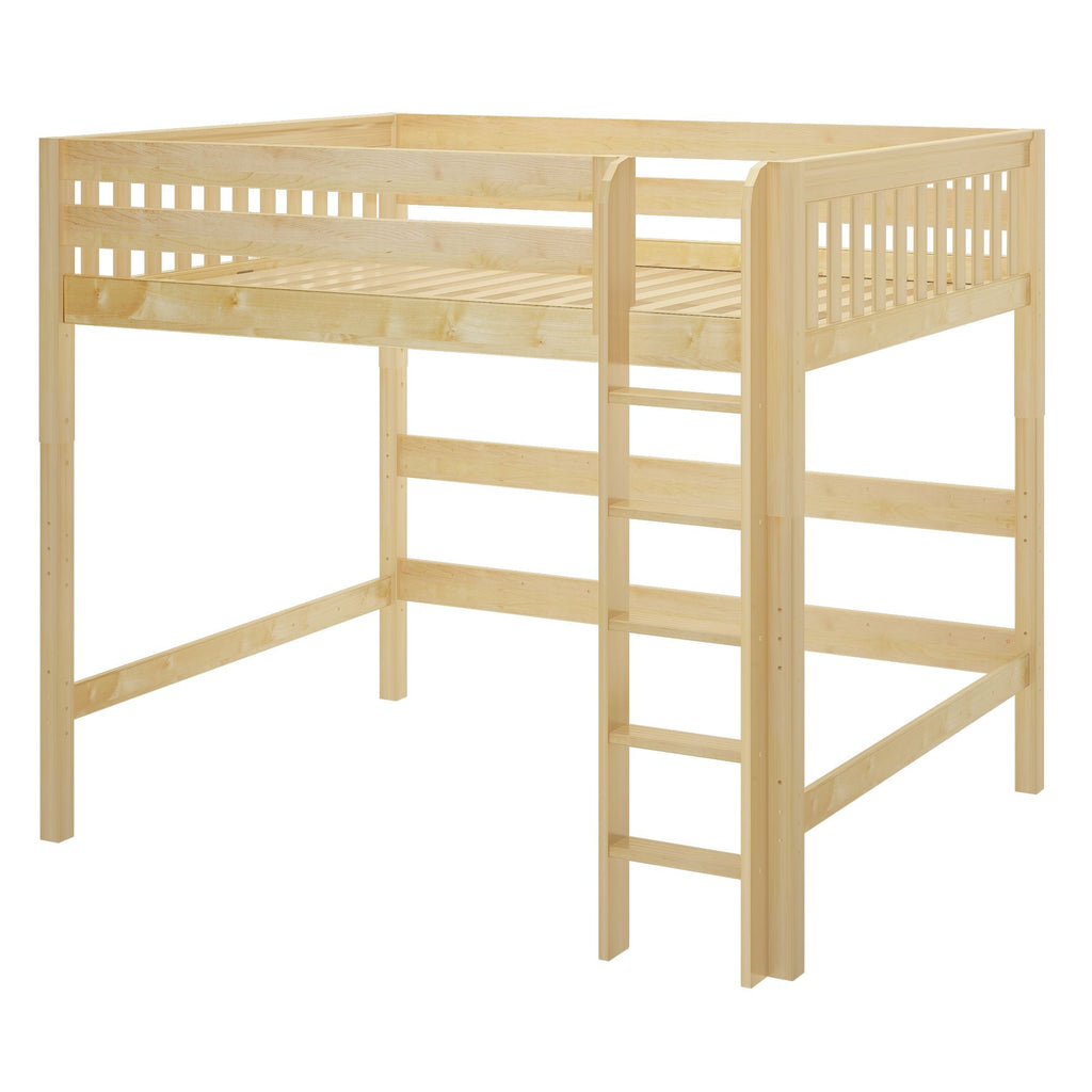 HEFTY XL WS : Standard Loft Beds Queen High Loft Bed with Straight Ladder on Front, Slat, White