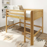 KING XL NP : Standard Loft Beds Full XL Mid Loft Bed with Straight Ladder on Front, Panel, Natural