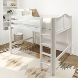 KING XL WC : Standard Loft Beds Full XL Mid Loft Bed with Straight Ladder on Front, Curve, White