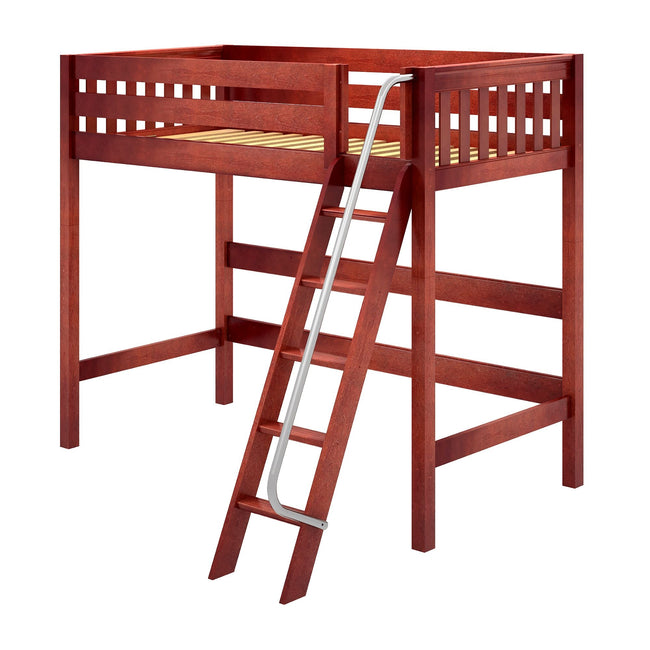 KNOCKOUT XL CS : Standard Loft Beds Twin XL High Loft Bed with Angled Ladder on Front, Slat, Chestnut