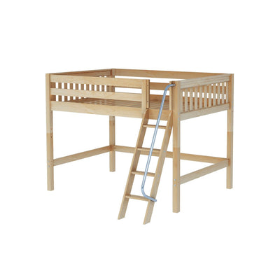 KONG NS : Standard Loft Beds Full Mid Loft Bed with Angled Ladder on Front, Slat, Natural