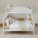 LAVISH XL MWS : Staggered Bunk Beds Modern High Twin XL over Queen Bunk Bed with Ladder