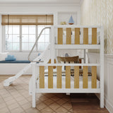 SLICK MWS : Play Bunk Bed Modern Twin over Full Medium Bunk Bed with Slide and Angled Ladder on Front