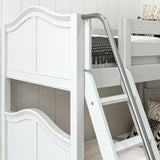TROIKA XL WC : Multiple Bunk Beds Twin XL High Corner Loft Bunk with Angled Ladder and Stairs on Right, White, Curve